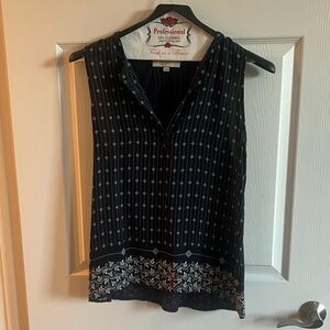 LOFT Black and White Patterned Blouse